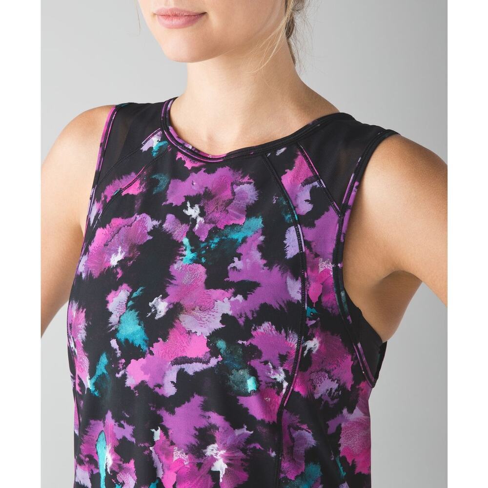 LULULEMON Sculpt Tank Size 4 Midnight Bloom Black Deep Fuschia / Black - Picture 2 of 6